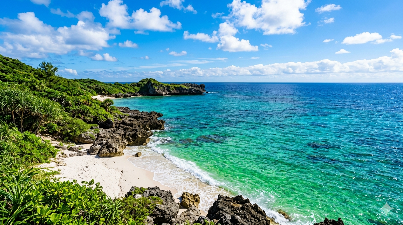 石垣島の青い海と白い砂浜」class=