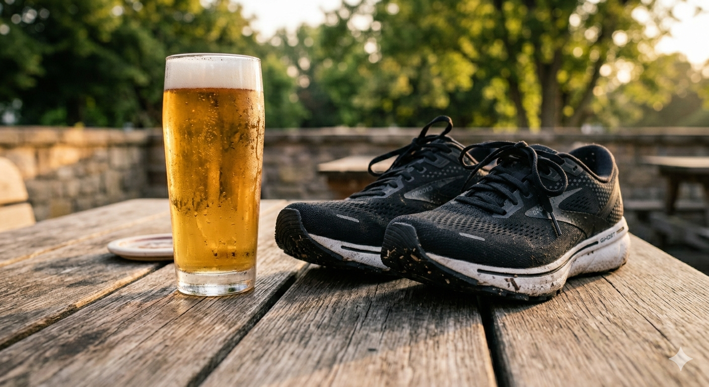 ランニング後のビールとシューズ